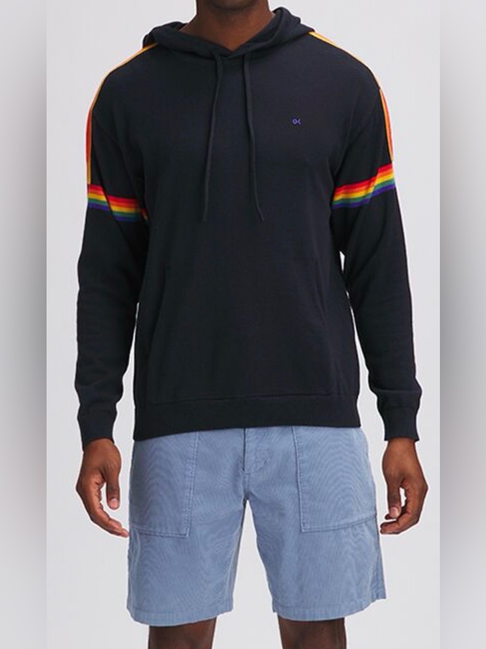 Outerknown Nostalgic Hoodie Sweater XLarge Black with Rainbow Accents